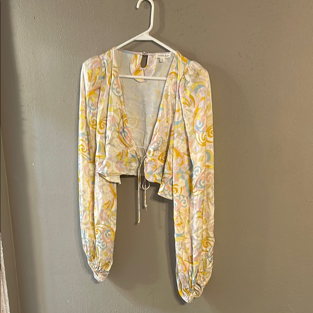 For Love And Lemons Yellow and Blue Blouse